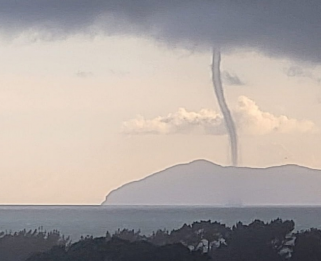 A water spout off the Bay of Plenty coast near Waihi where a tornado hit just before 10am on...