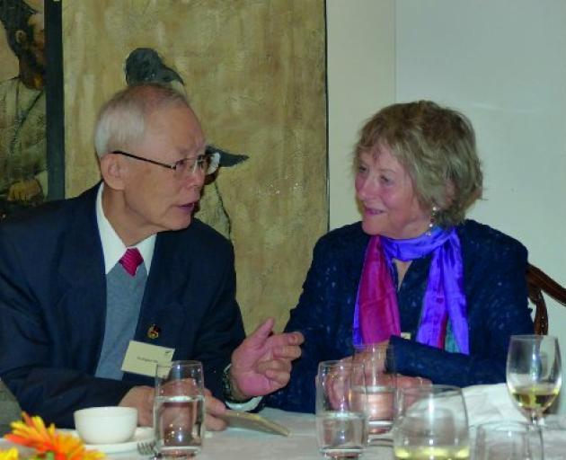 Author Elspeth Sandys with Rewi's foster son, Lao San. Photo: Ken Watkin