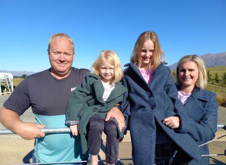 Hakataramea Valley farmers Hamish and Charlotte Bell and their daughters Zoe (6) and Lexie (8),...