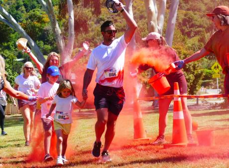 Colour bombed ... Among the entrants in Saturday’s Night’n Day Rainbow Run, held at the Frankton...