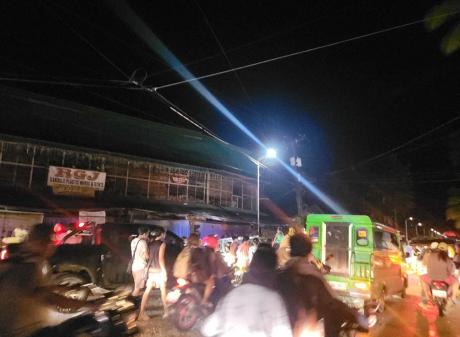 People evacuate buildings in Hinatuan, Surigao del Sur, Philippines following the earthquake....