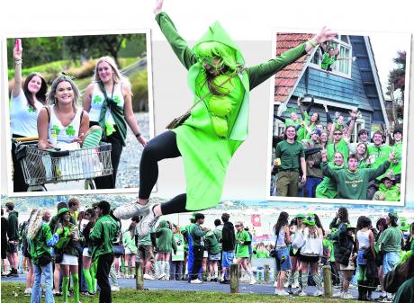 Enjoying St Patrick’s Day yesterday are (clockwise from top left) flatmates Courtney Henderson,...