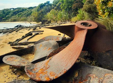 More than a dozen steel propellers, damaged by the sea ice, were abandoned by the whalers on the...