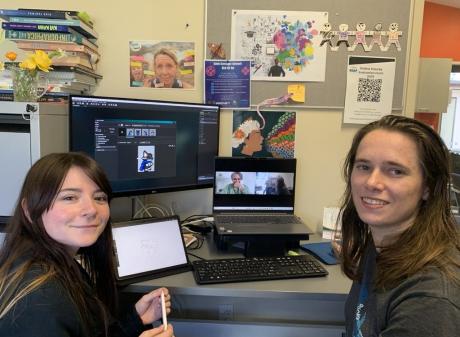 Mana Rangatahi graduate Nikita Stone (left) and game designer Chantal Duxfield chat to INNOV8HQ...