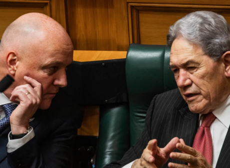 Prime Minister Christopher Luxon and his Deputy Prime Minister Winston Peters at Parliament. File...