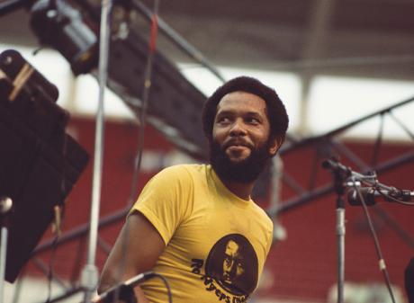 Roy Ayers, US funk, soul and jazz composer and vibraphone player, during a live concert...