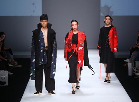 Chinese jacket, coat and trouser shapes, layering and colour were referenced in this College of...