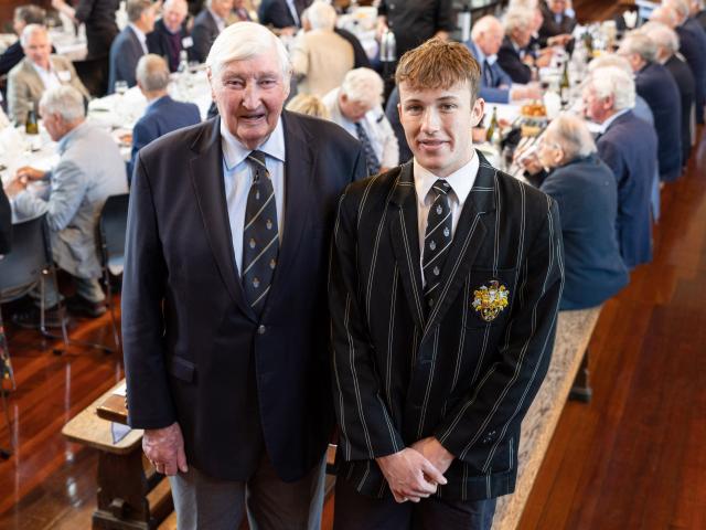 Peter Skelton and his grandson Benji Ward. Photo: Christ's College