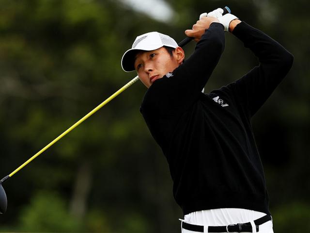 Danny Lee tees off at the third hole. Photo: Getty Images