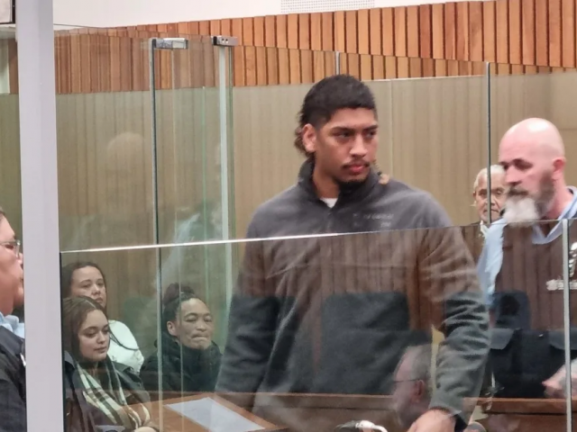 Daytona Thompson appears for sentencing at the High Court at New Plymouth&nbsp;Photo:&nbsp;RNZ /...