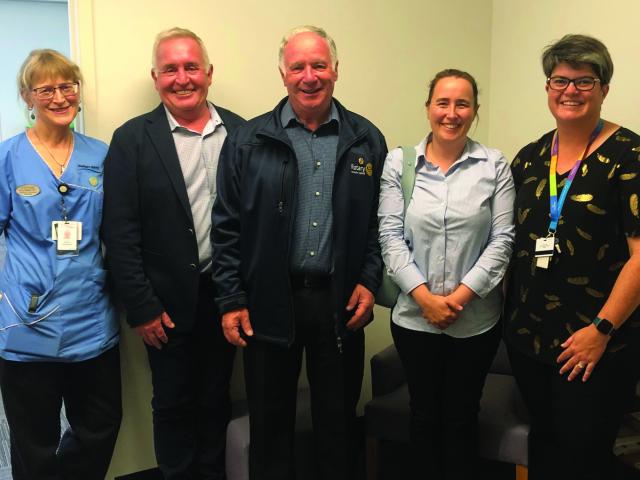 Midwife and Lactation Consultant Stafanie Kalmakoff, Dunedin Central Rotary Club members Derek...