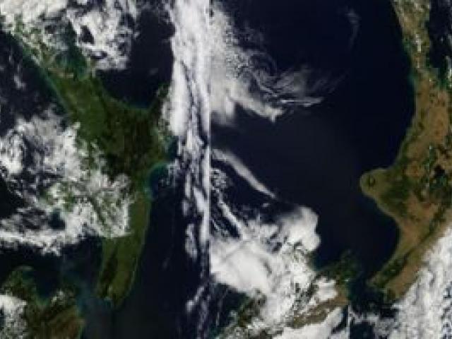 Satellite images from March 2012 (L) and March 2013 (R) show significant browning across the North Island. Photo / NASA 