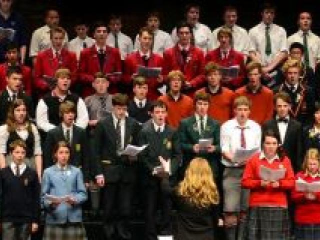 The combined schools choir sings at the Dunedin Town Hall during last night's 44th Otago Secondary Schools Music Festival. Photo by Peter McIntosh. The combined schools choir sings at the Dunedin Town Hall during last night's 44th Otago Secondary Schools Music Festival. Photo by Peter McIntosh.