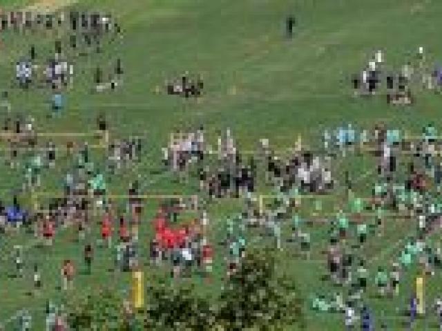 Some of the 3500 University of Otago residential college students who turned up for College Sports Day at Logan Park yesterday. Photo by Peter McIntosh. Some of the 3500 University of Otago residential college students who turned up for College Sports Day at Logan Park yesterday. Photo by Peter McIntosh.