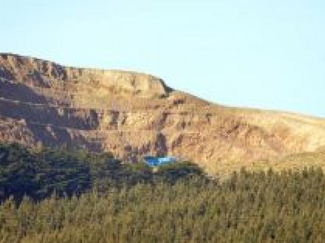 The effect of quarrying of Jaffray Hill, the lower part of Saddle Hill. Photo by Stephen Jaquiery.