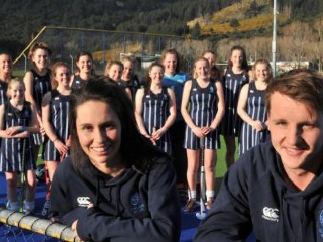 St Hilda's Collegiate School co-coaches Anna Bruce and Jeremy Morris will lead the school's senior team in the Federation Cup in Dunedin next week. The player are (front row from left): Taylor Duffy (14), Catherine Parata (18), Sophie Russell (18), Olivia