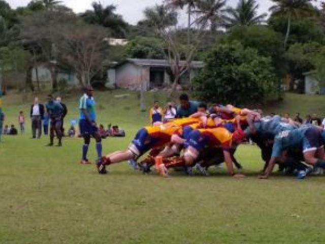 North Otago sets a scrum against the University of South Pacific in Suva. Photo supplied.