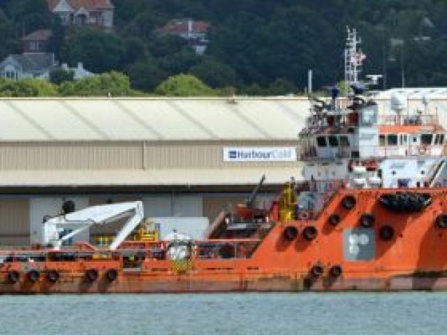 The oil and gas industry supply vessel Sealink 161, berthed in Dunedin's upper harbour yesterday. Photo by Stephen Jaquiery.