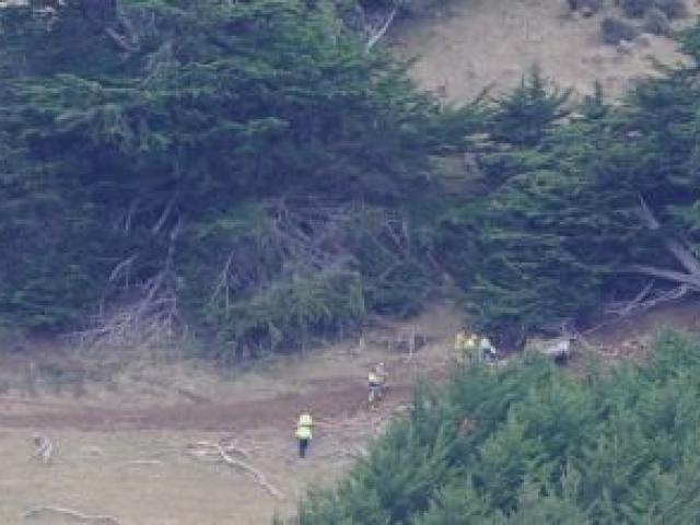 Emergency services at the scene of yesterday's fatal  accident at Sandymount, on the Otago Peninsula. Photo by Craig Baxter.