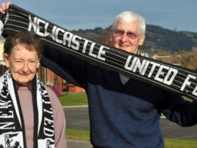 Newcastle United fans Ann and Bill Petty are looking forward to seeing their side play Sydney FC at Forsyth Barr Stadium later this month. Photo by Gregor Richardson.