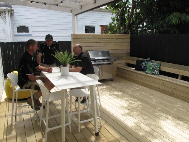 Enjoying the newly renovated deck at 24 Northumberland St.