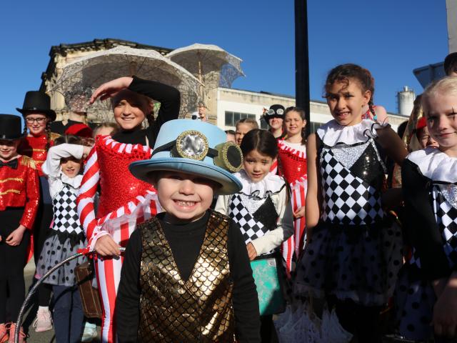Set to lead the Steampunk Festival Street Parade were (front) Nick Anderson, 4, and (behind) the...