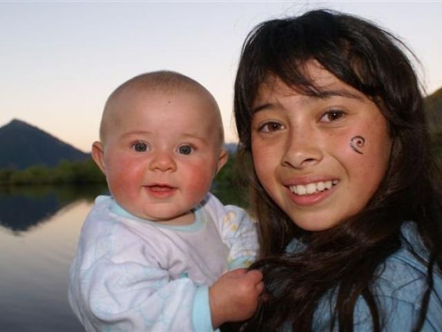 All smiles . . . Kiera O’Neill (5 months) and Tyla Toheriri-O’Neill (10), from Ranfurly, at the...