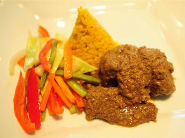 Beef rendang with yellow rice is a dish for special occasion. Photos by Craig Baxter.