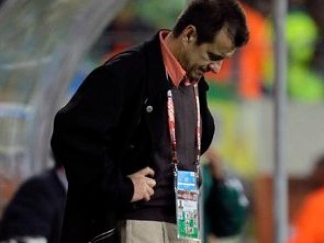Dunga reacts during Brazil's game against the Netherlands. Photo by AP.