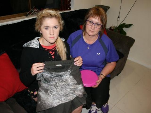 Invercargill teenager Jessica Reid (15) and her mother, Linda, with the  skirt she was wearing...