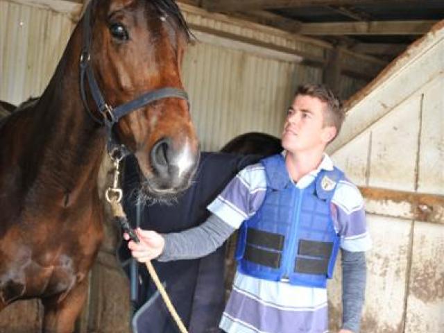 Jamie Richards at Wingatui yesterday with Our Santana, who finished fourth at Washdyke on Tuesday...