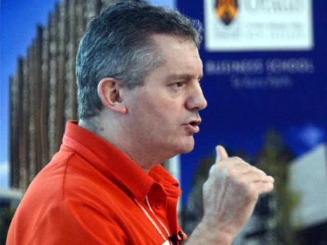 The Warehouse Group chief executive Mark Powell speaks at a University of Otago seminar. Photo by...