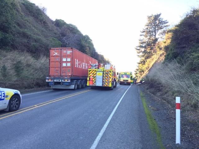 Emergency services at the scene of the crash. Photo Gregor Richardson