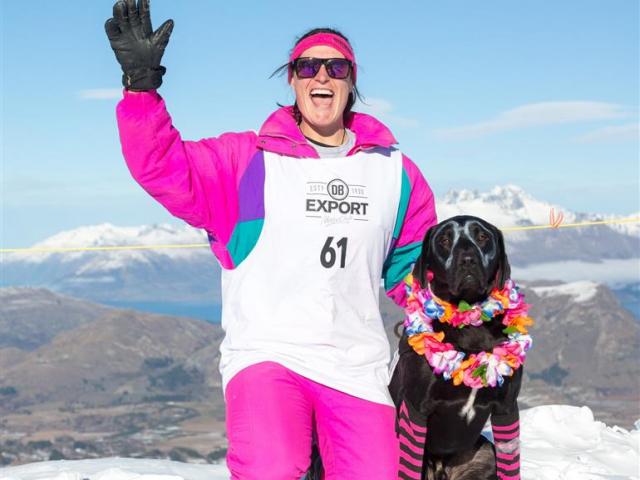 Nikki Cameron and Spook prepare to compete in the  Dog Derby on Coronet Peak during  last year’s...