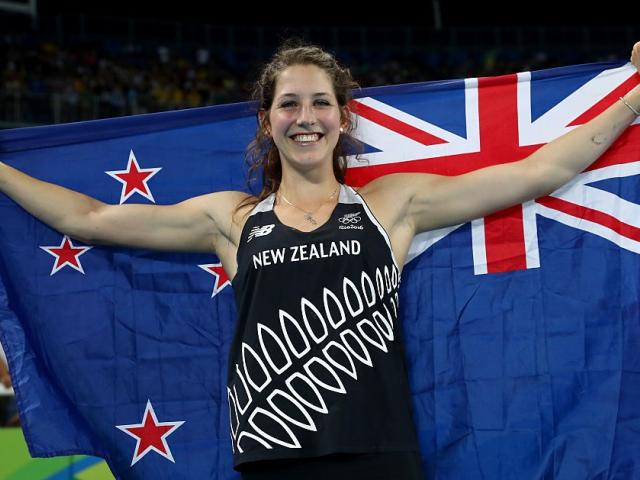 Eliza McCartney after winning her bronze medal. Photo: Getty Images