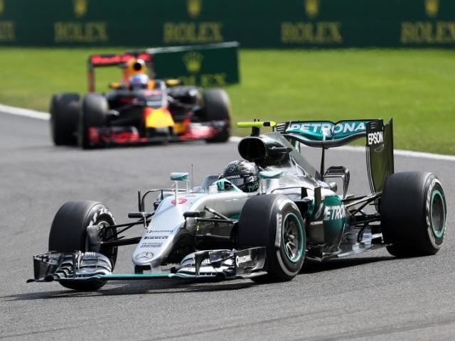 Nico Rosberg leads the way at the Belgian Grand Prix. Photo: Reuters