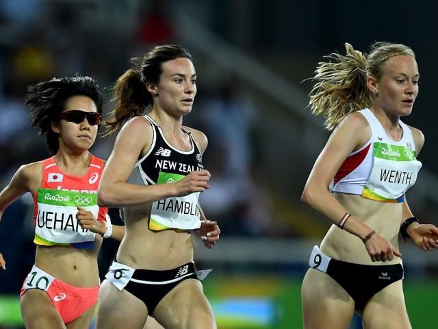 Nikki Hamblin runs during the 5000m final. Photo: Getty Images