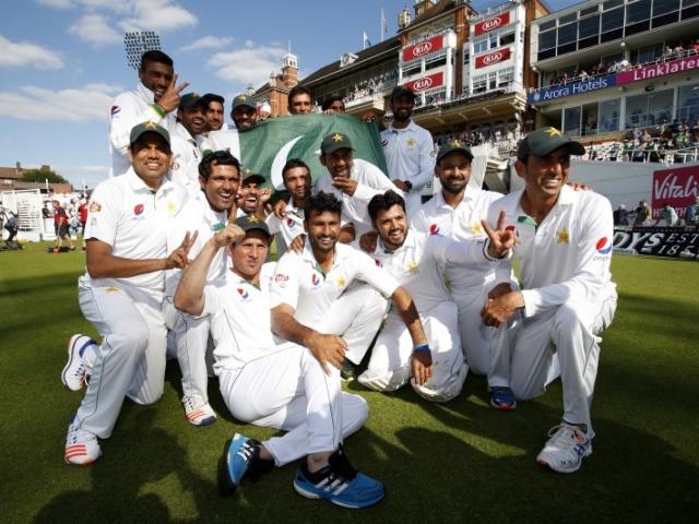 Pakistan celebrate their win. Photo: Reuters