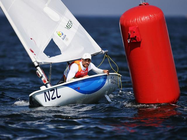 Sam Meech competes during the final day of the Laser class of the men's sailing. Photo: Getty Images