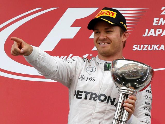 Nico Rosberg celebrates yesterday's win. Photo: Reuters