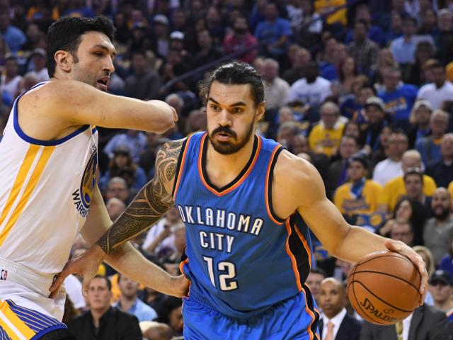 Steven Adams in action last year against Golden State Warriors. Photo: Reuters
