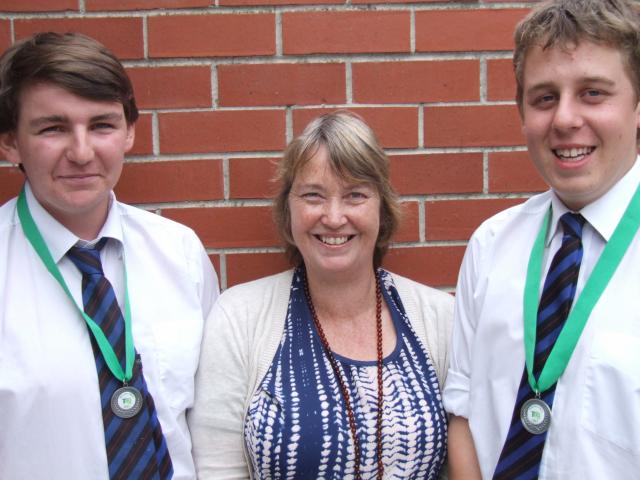 TeenAg national finalists Jarred Hardy (16, left) and James Caldwell (17) with St Kevin’s College...