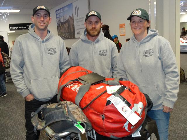 Glenorchy firefighters (from left) Will McBeth, Ben Douglas and Sonya Poplawski at Queenstown...