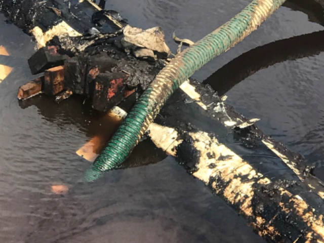 The pipeline damage in a peat swamp at Ruakaka. Photo: Supplied
