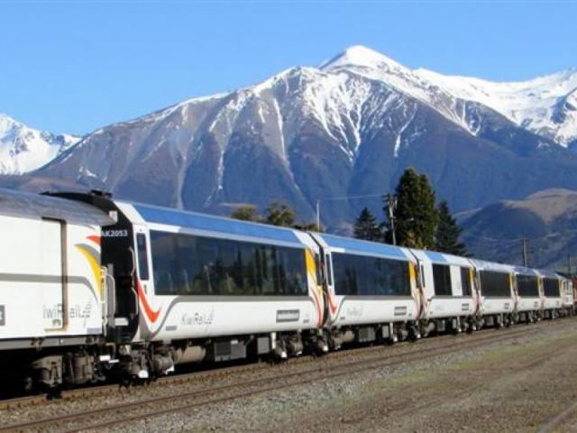 The TranzAlpine pauses at Springfield in Canterbury before heading into the mountains. Photo:...