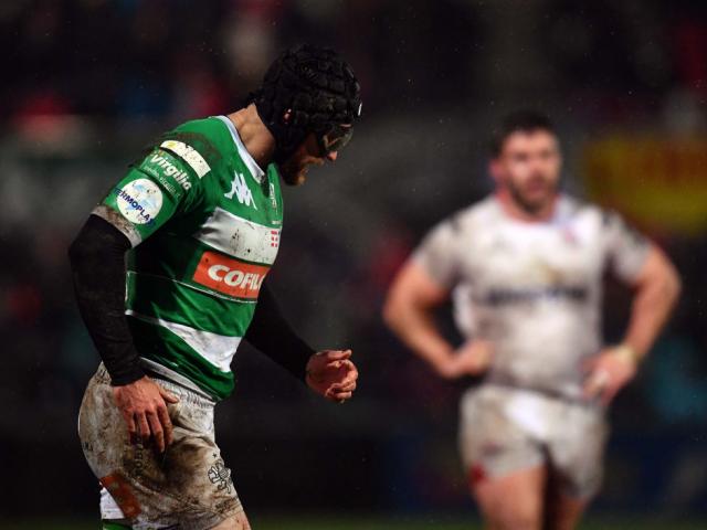 Ian McKinley, seen here in action for Benetton Treviso, played for Italy against Fiji wearing...