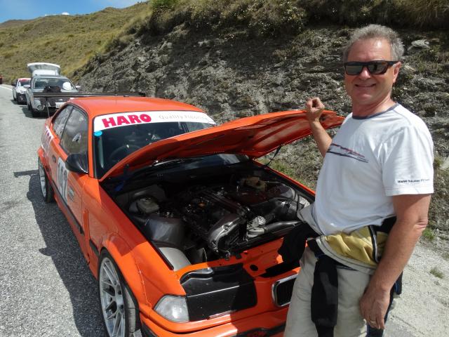 Tauranga’s Graeme Fraser (left) with his quick-as-mustard BMW E36.