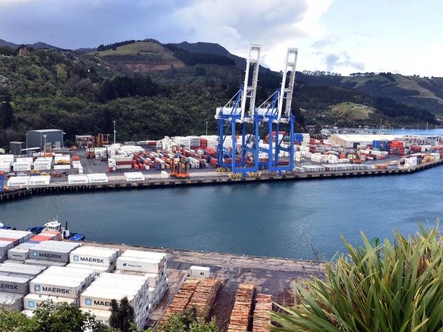 Port Chalmers container terminal, where a man was injured on Monday evening. PHOTO: PETER MCINTOSH
