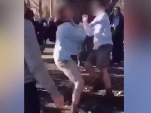 A still from the the video, which shows a fight between a group of Ashburton College pupils on...