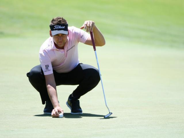 Ian Poulter lines up a putt during his first round at the US Open. Photo: Getty Images